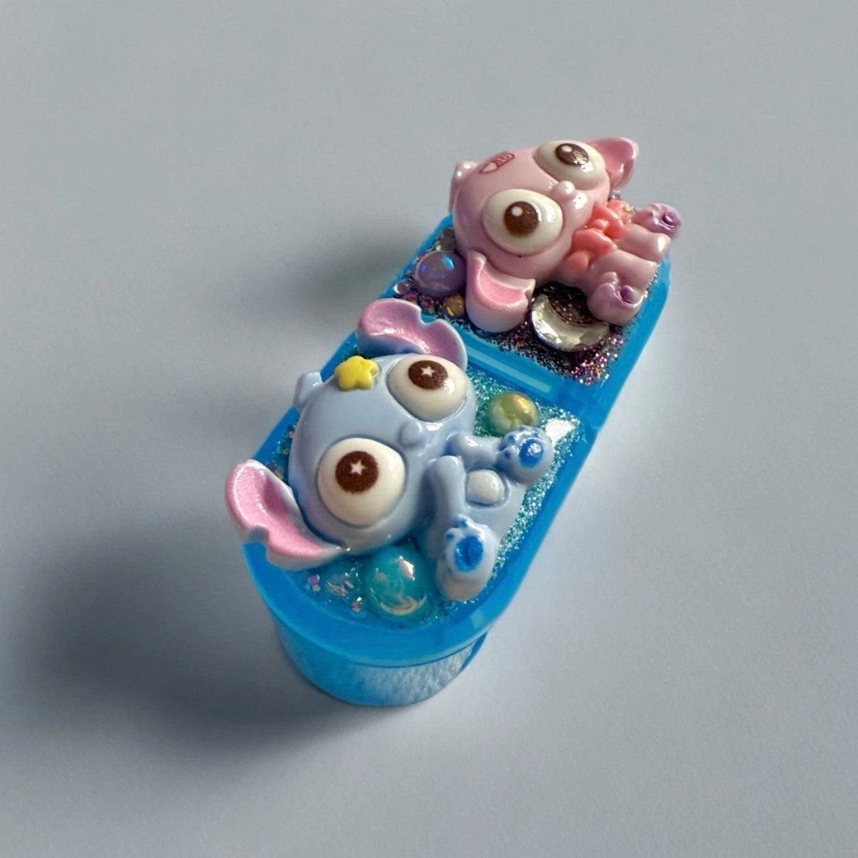 Decoden Mini Pill Box, Stitch & Angel Kawaii Junk Case Style, Night Day Medicine