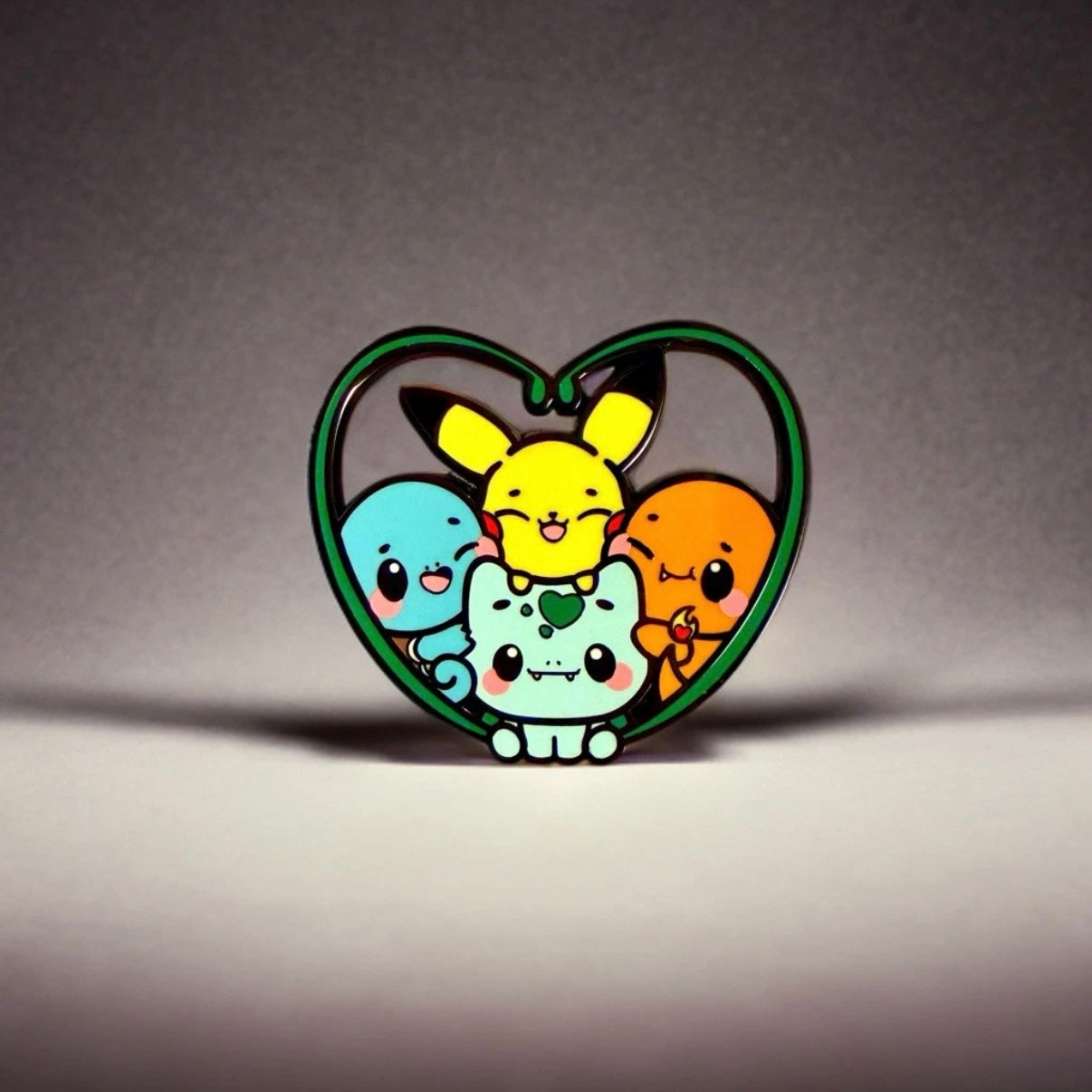 Pin - Pokemon Pikachu, Chibi Group Selfie, Kawaii Anime Charmander Squirtle Bulbasaur, 2”
