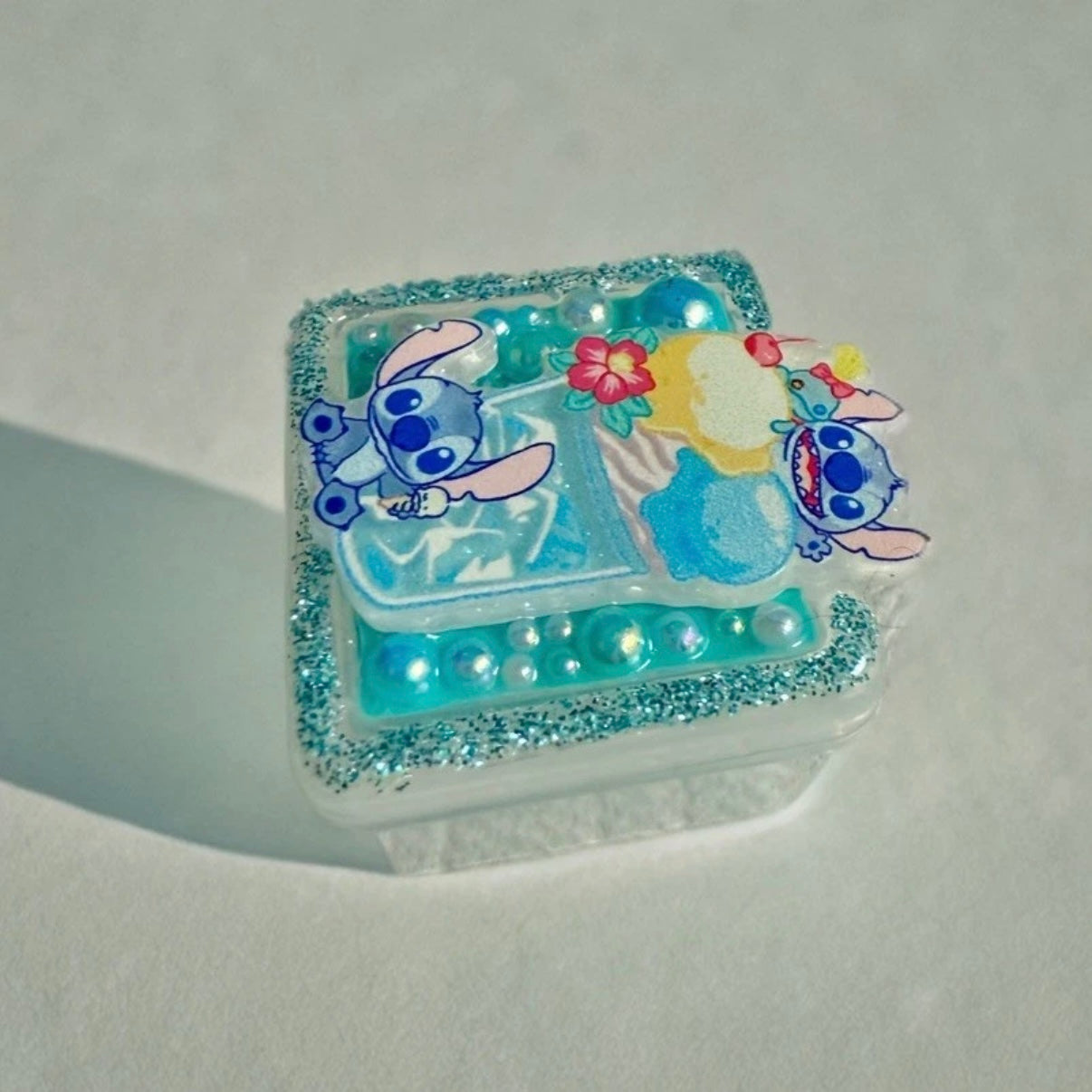 Handmade Mini Box - Stitch Decoden Junk Style, 1.2” Tiny Trinket Pill Case