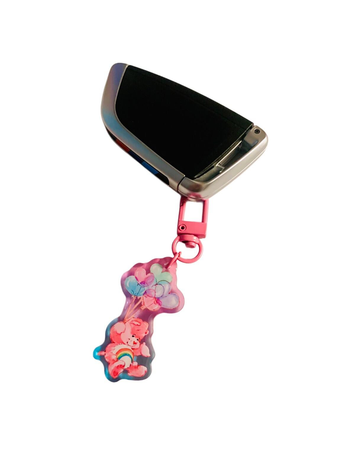 Care Bears Bag Charm Cheer Bear Pastel Ombré Keychain Key Holder 80s Vintage