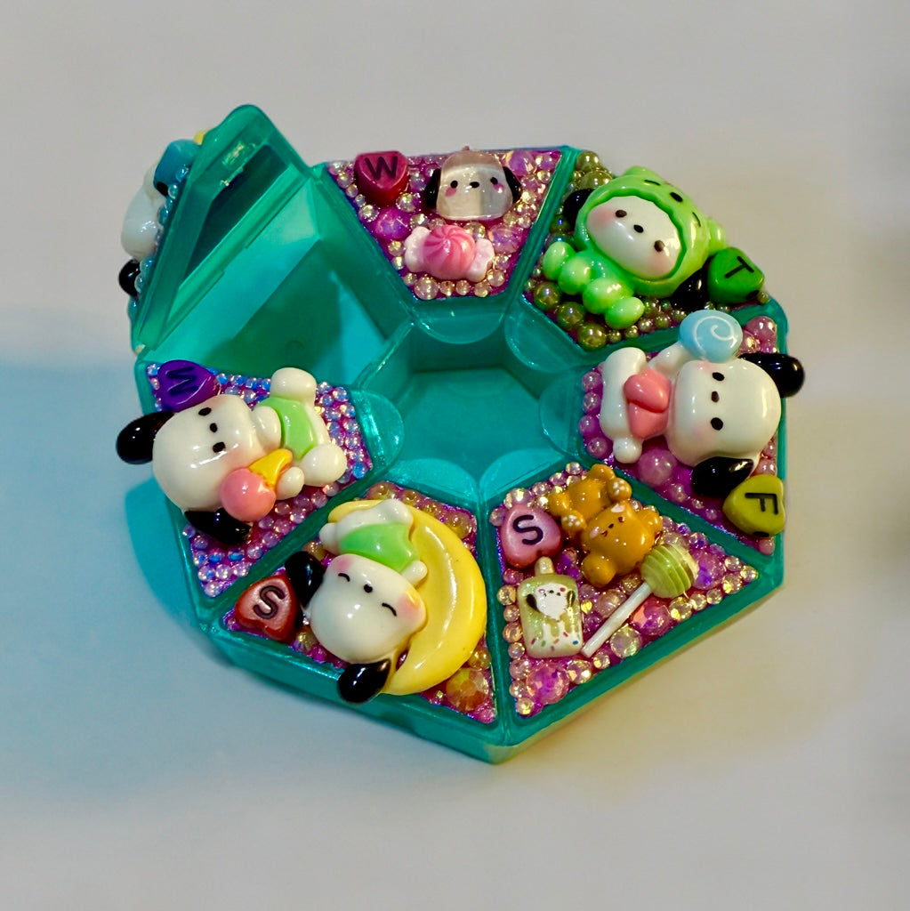 Decoden Pill Case Pochacco Junk Box Style Handmade Rhinestones Kawaii Organizer