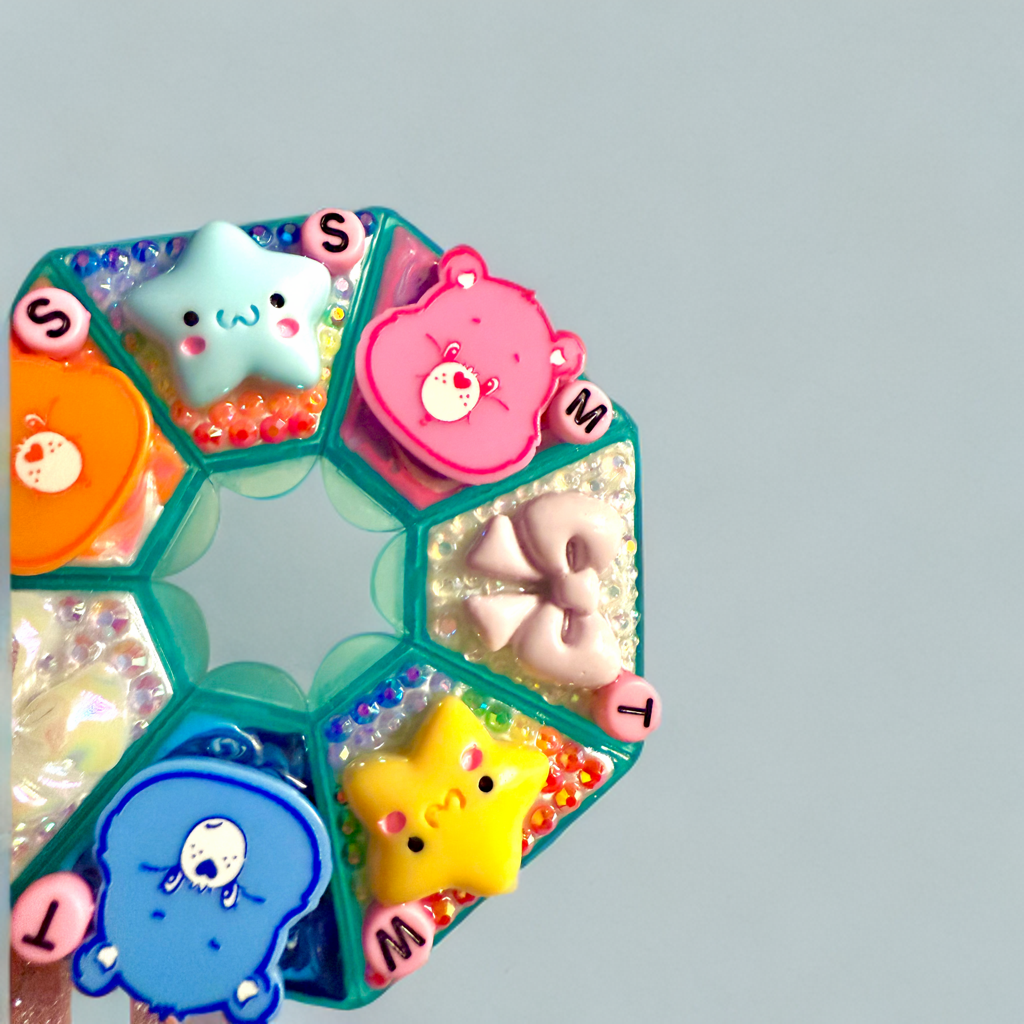 Decoden Pill Case Care Bears Junk Box, Handmade Rhinestones Kawaii Organizer