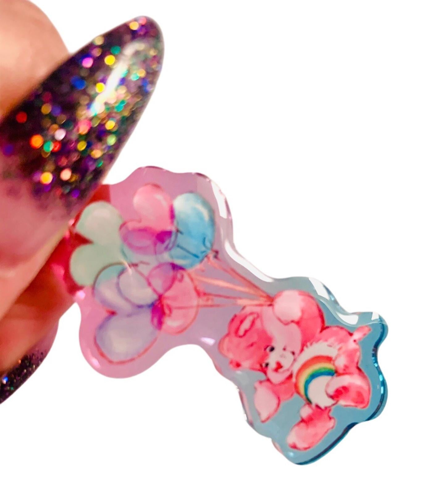 Care Bears Bag Charm Cheer Bear Pastel Ombré Keychain Key Holder 80s Vintage