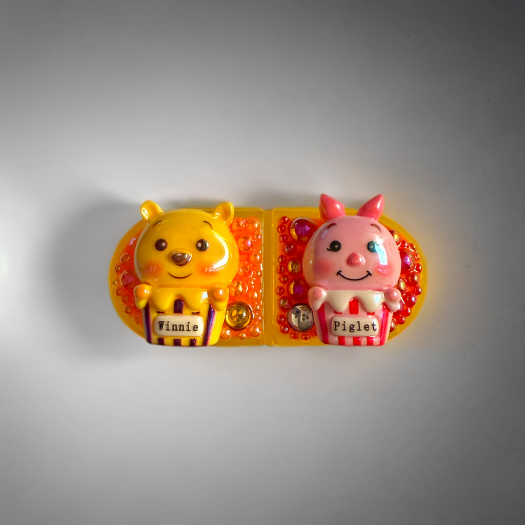 Decoden Mini Pill Box, Winnie The Pooh Piglet Kawaii Junk Case Style Travel Size