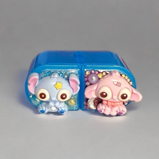 Decoden Mini Pill Box, Stitch & Angel Kawaii Junk Case Style, Night Day Medicine