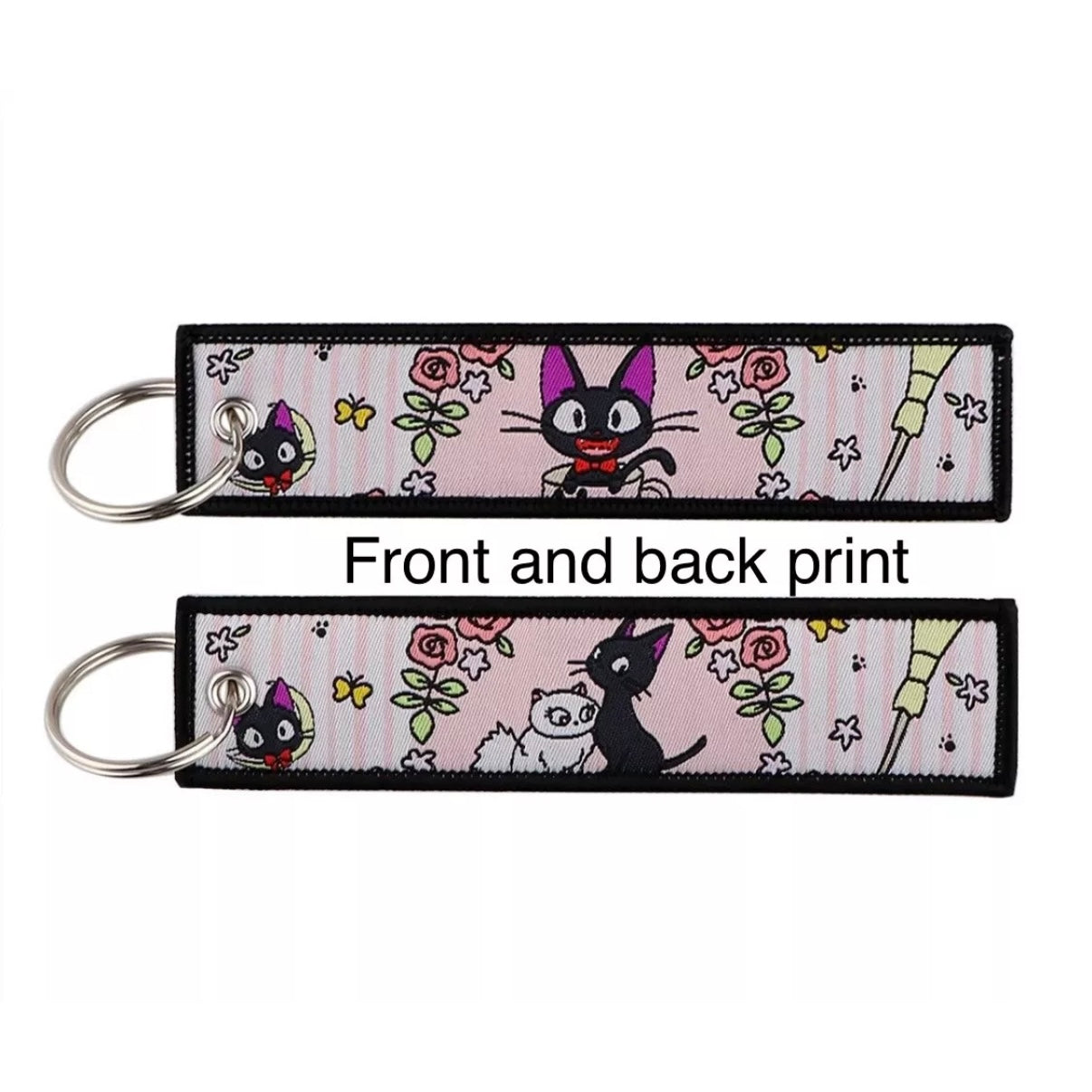 Anime Keychain - 5” Embroidered Luggage Tag, Totoro, Jiji Cat, Soot Sprites Kawaii Key Bag or Charm