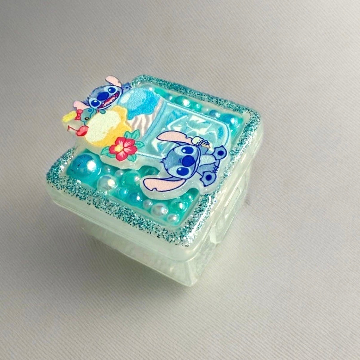 Handmade Mini Box - Stitch Decoden Junk Style, 1.2” Tiny Trinket Pill Case