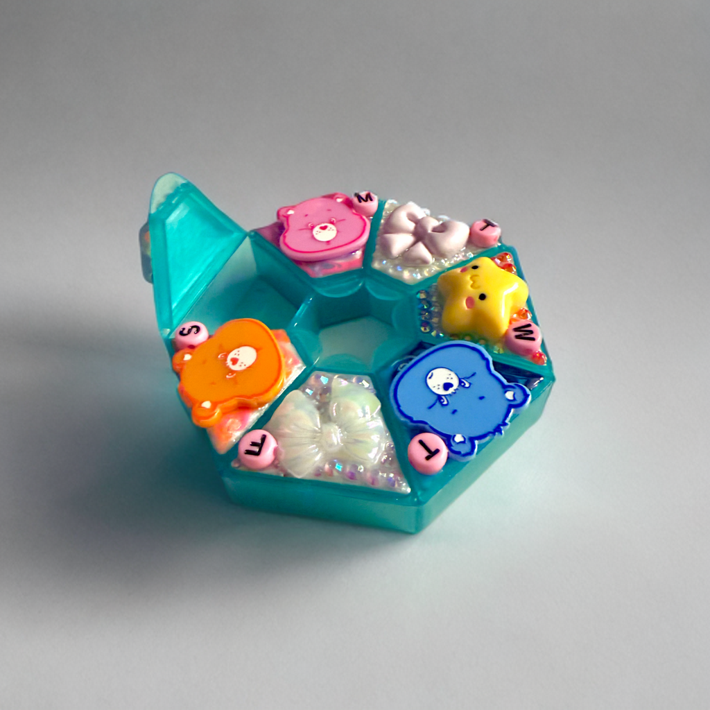 Decoden Pill Case Care Bears Junk Box, Handmade Rhinestones Kawaii Organizer