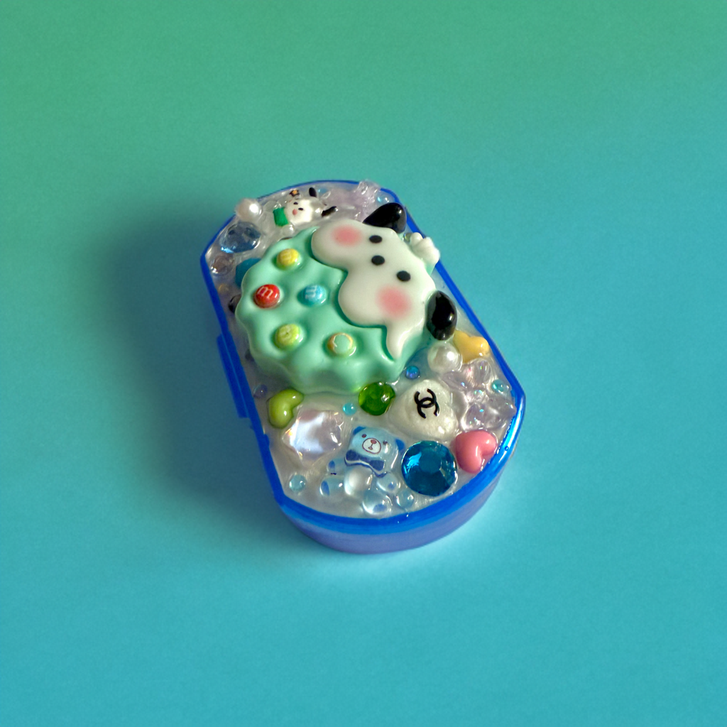 Handmade Decoden Mini Pill Box Pochacco Cookie, Junk Case Style For Trinkets