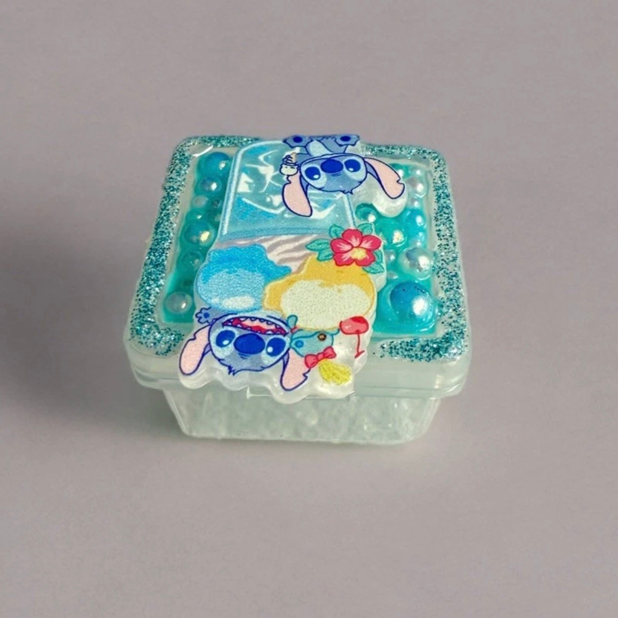 Handmade Mini Box - Stitch Decoden Junk Style, 1.2” Tiny Trinket Pill Case