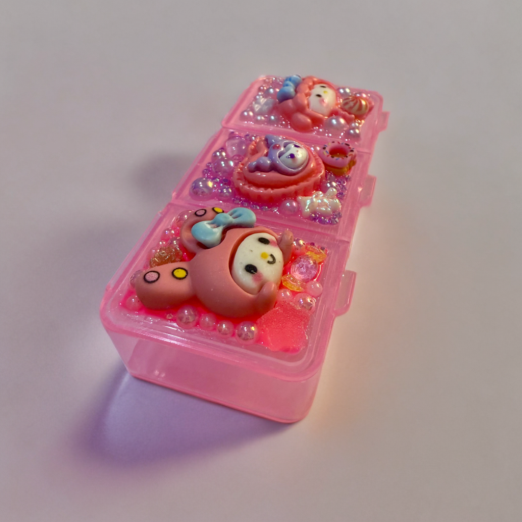 Decoden Mini Pill Case Box, Kuromi My Melody Sweet Piano, Junk Style Handmade