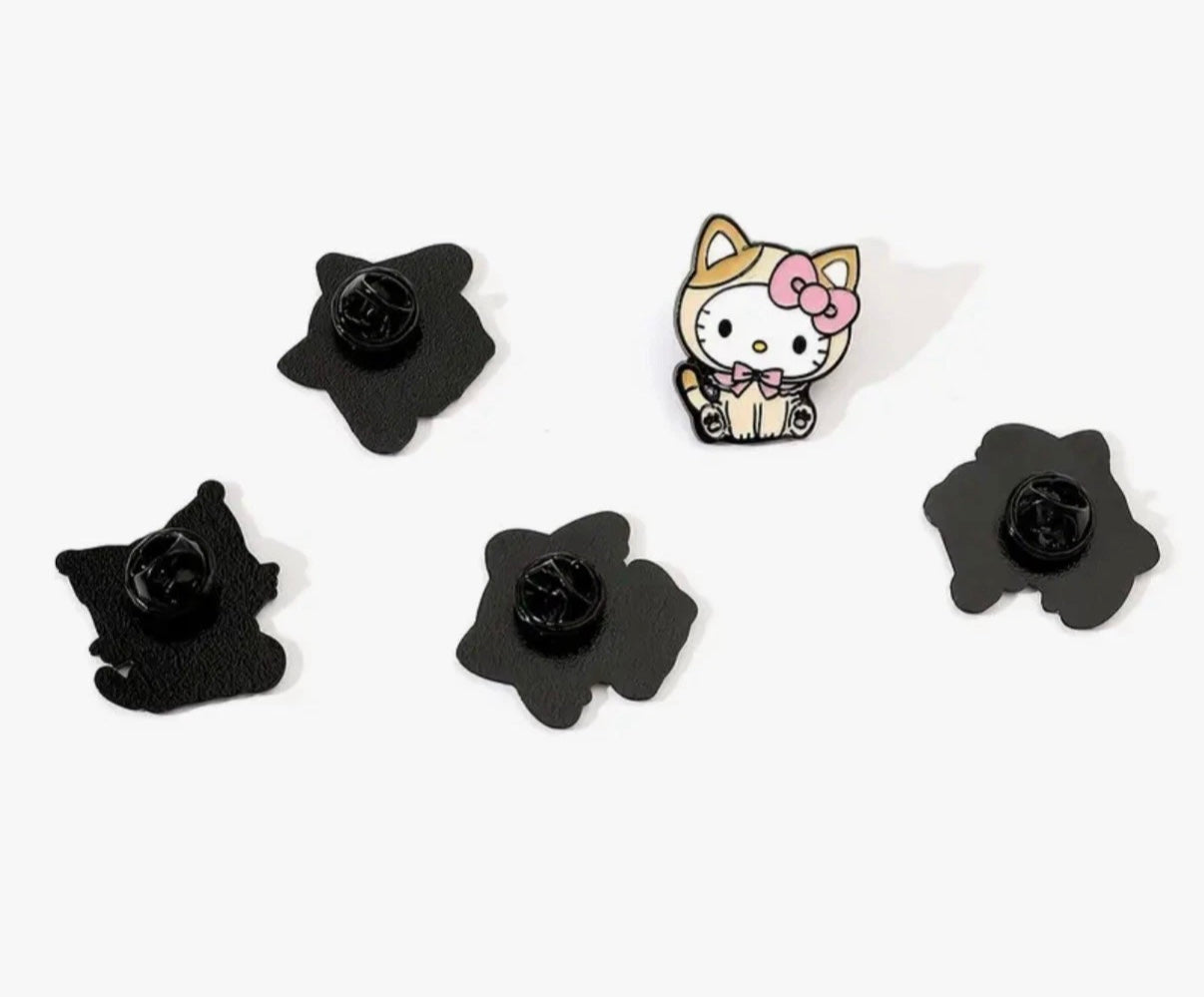 Pin Set 5 Pcs - Sanrio Cosplay Cat, Hello Kitty, Kuromi, Melody, Cinnamoroll