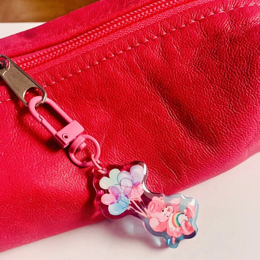 Care Bears Bag Charm Cheer Bear Pastel Ombré Keychain Key Holder 80s Vintage