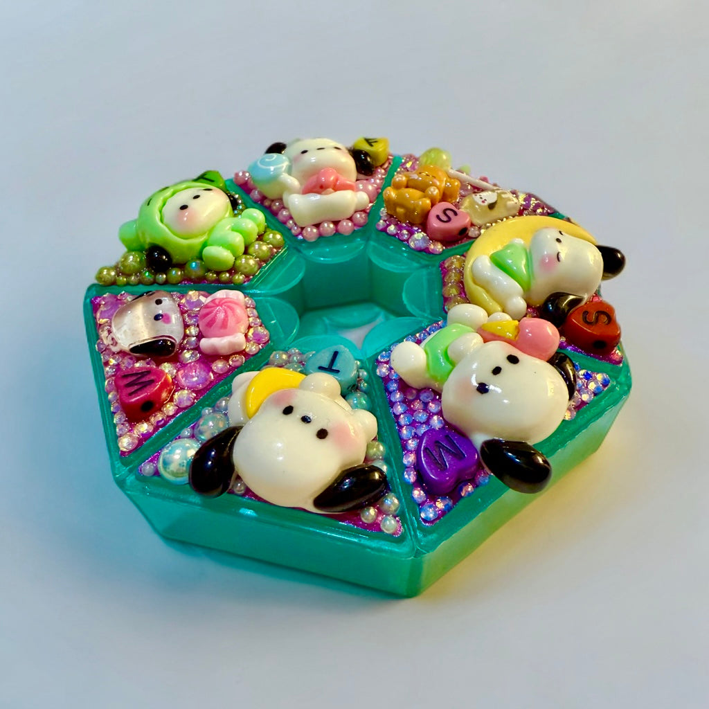 Decoden Pill Case Pochacco Junk Box Style Handmade Rhinestones Kawaii Organizer