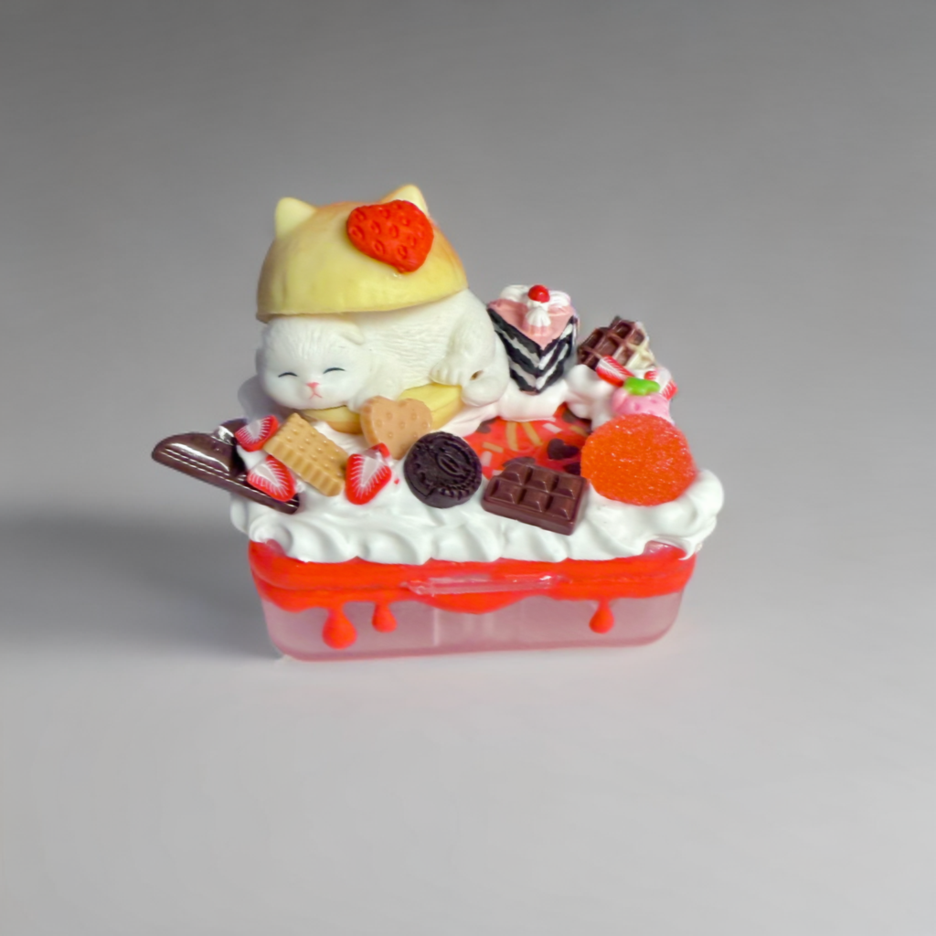 Decoden Pill Box - Mofusand Cat Strawberry Cream Puff Kawaii Junk Case Container