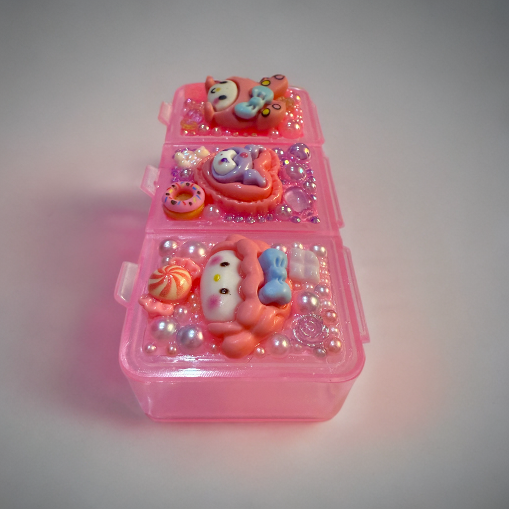 Decoden Mini Pill Case Box, Kuromi My Melody Sweet Piano, Junk Style Handmade