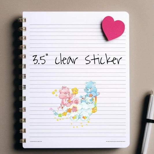 Care Bears Sticker, Clear Decal 3.5” - Baby Hugs & Tugs on Cloud Mobile