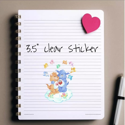 Care Bears Sticker, Clear Decal 3.5” Bear - Proud Heart Cat & Loyal Heart Dog