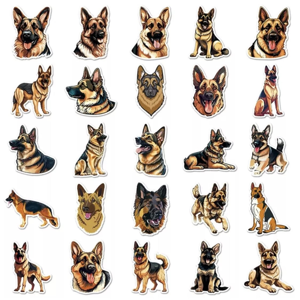 German Shepherd Dog GSD Stickers 50 Pcs K9 Sheppies Waterproof Decal
