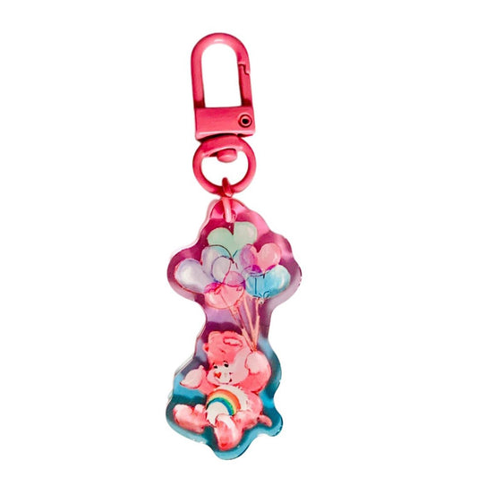 Care Bears Bag Charm Cheer Bear Pastel Ombré Keychain Key Holder 80s Vintage