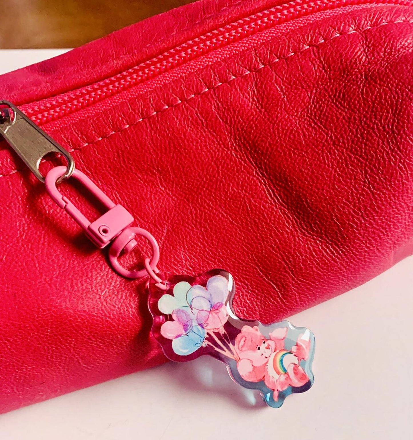 Care Bears Bag Charm Cheer Bear Pastel Ombré Keychain Key Holder 80s Vintage
