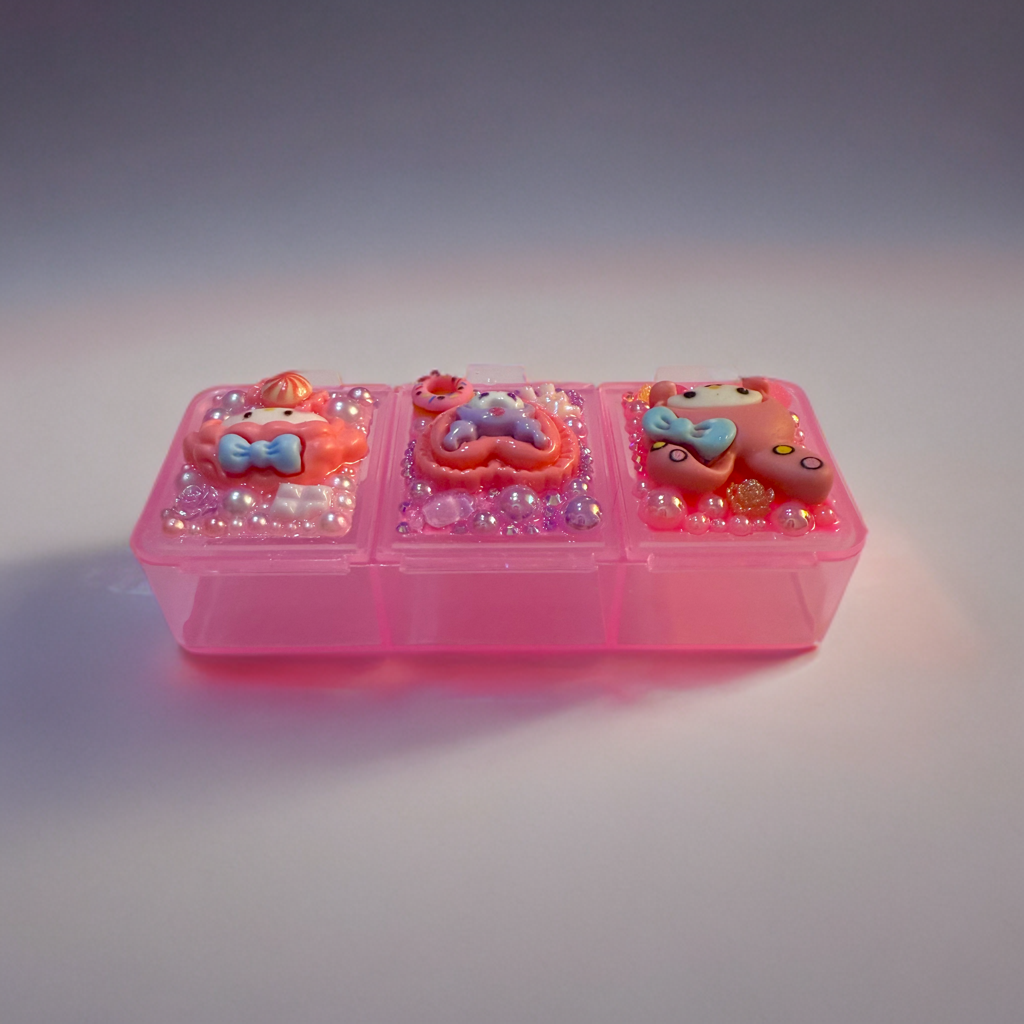 Decoden Mini Pill Case Box, Kuromi My Melody Sweet Piano, Junk Style Handmade