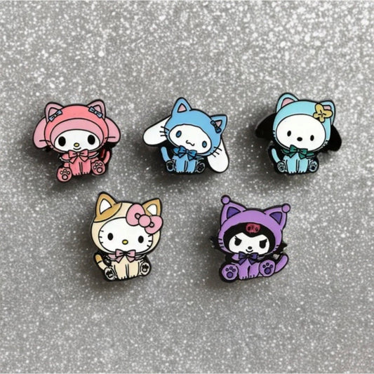 Pin Set 5 Pcs - Sanrio Cosplay Cat, Hello Kitty, Kuromi, Melody, Cinnamoroll