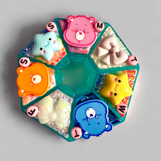 Decoden Pill Case Care Bears Junk Box, Handmade Rhinestones Kawaii Organizer