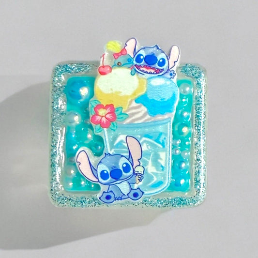 Handmade Mini Box - Stitch Decoden Junk Style, 1.2” Tiny Trinket Pill Case