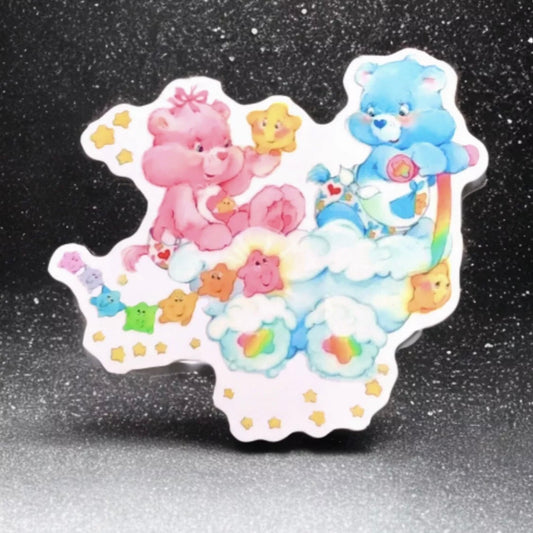 Care Bears Sticker, Clear Decal 3.5” - Baby Hugs & Tugs on Cloud Mobile
