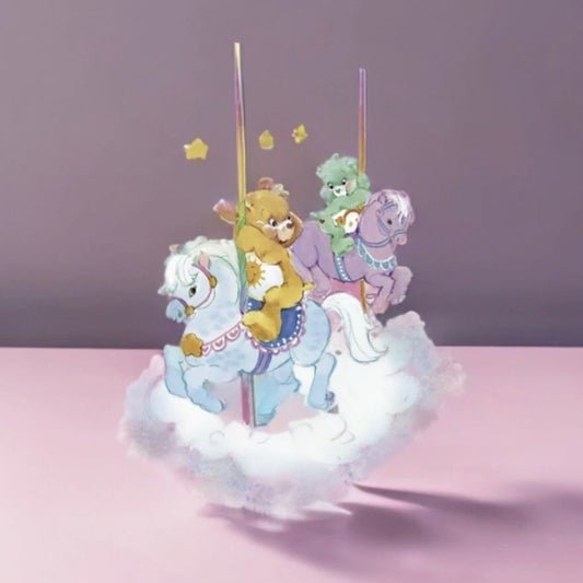 Care Bears Sticker, Clear Decal 3.5” Carousel Dreams - Funshine Bear & Wish Bear