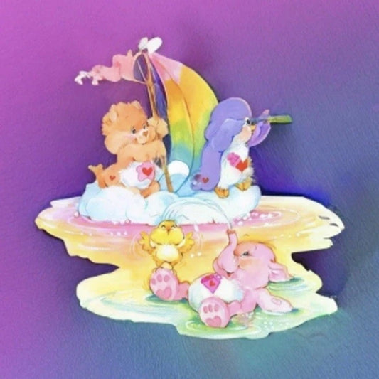 Care Bears Sticker, Clear Decal 3.5” Rainbow Waters - Care Bear Cousins Lotsa Cozy Proud Heart
