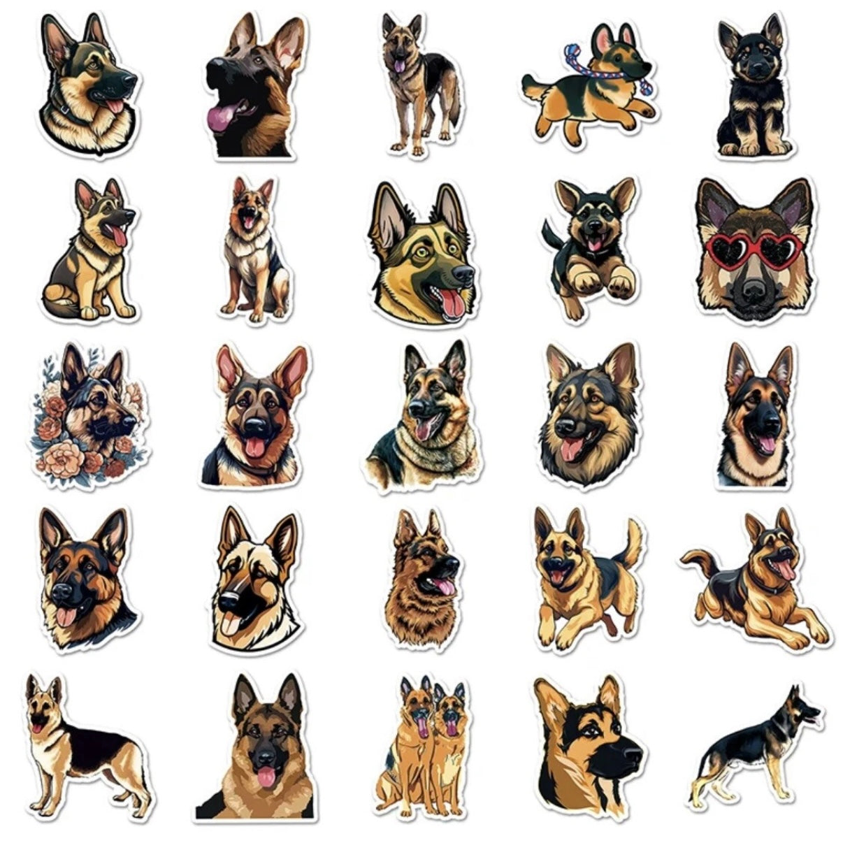 German Shepherd Dog GSD Stickers 50 Pcs K9 Sheppies Waterproof Decal