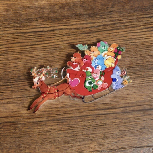 Care Bears Sticker, Christmas Sleigh Ride, Clear Decal 3.5” Holiday Reindeer